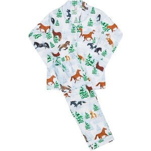Sant and Abel Sky Dog Wild & Free Horses Long Sleeve Shirt & Pajama Pants NWT